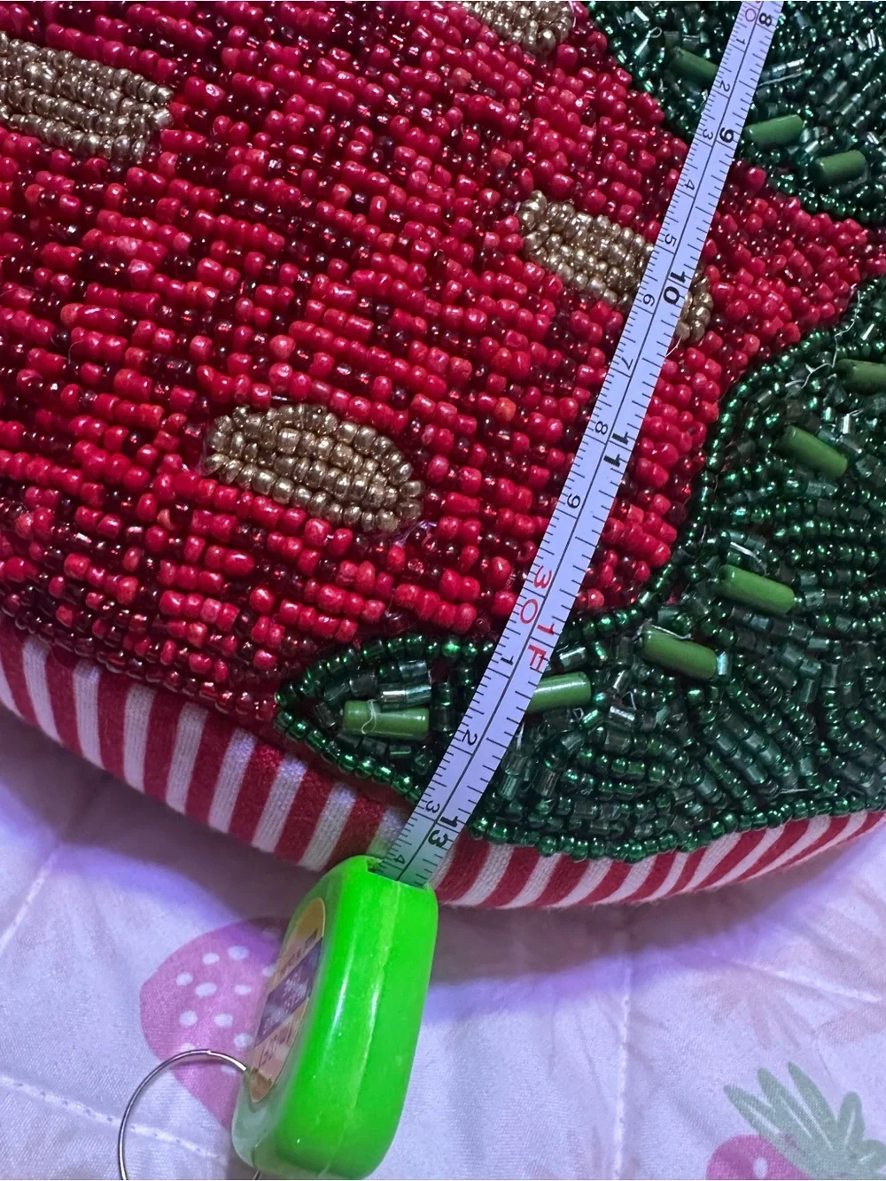 Brocante Beaded Strawberry Accent Pillow